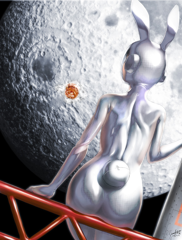 1girl bodysuit bunnysuit moon moon_rabbit original s_zenith_lee space spacesuit