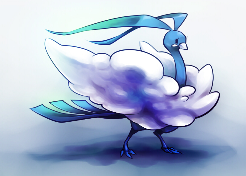 altaria blue eyelashes hitec no_humans pokemon pokemon_(creature) solo standing tail