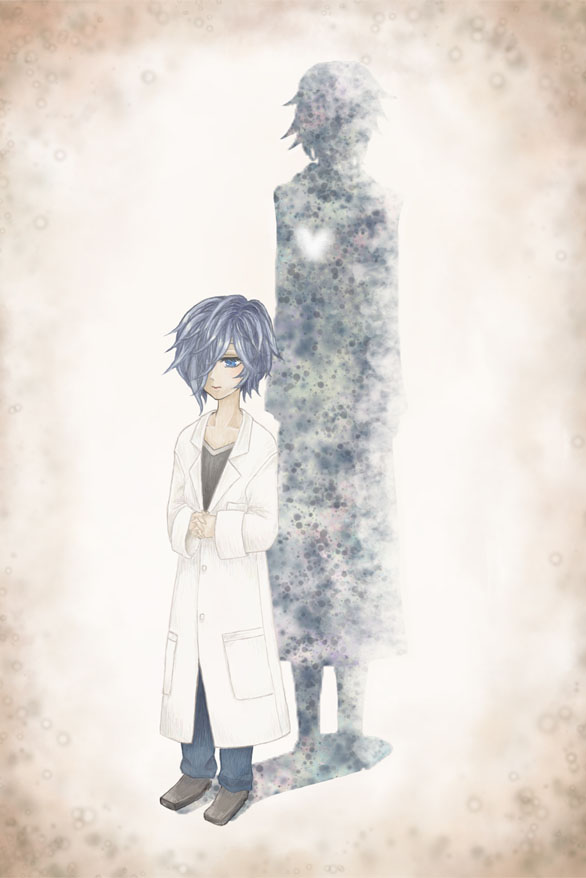 blue_eyes blue_hair hair_over_one_eye ienzo kingdom_hearts labcoat seimoku silhouette younger zexion