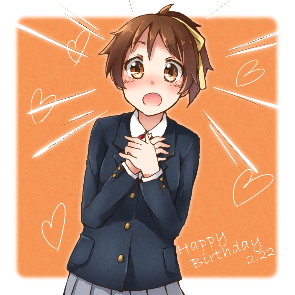 brown_eyes brown_hair happy_birthday hinoichi241 hirasawa_ui k-on! ponytail school_uniform short_hair