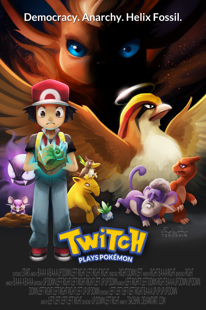 1boy charmeleon drowzee english farfetch'd flareon ghastly helix_fossil jay_leno movie_poster oddish pidgeot pokemon rattata red_(pokemon) tsaoshin twitch_plays_pokemon