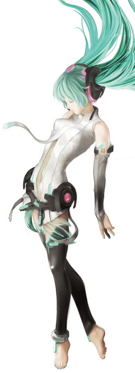 1girl anklet aqua_hair asai_masaki barefoot closed_eyes detached_sleeves feet floating hatsune_miku highres jewelry legs long_hair miku_append necktie official_art solo thighhighs toeless_socks transparent_background twintails very_long_hair vocaloid vocaloid_append
