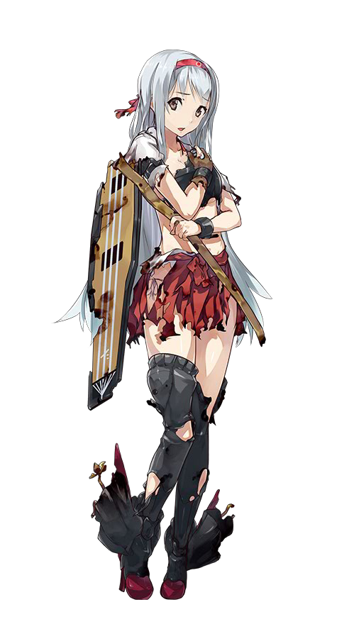 1girl airplane archery arrow blush boots bow_(weapon) brown_eyes burnt_clothes covering damaged flight_deck hairband japanese_clothes kantai_collection konishi_(koconatu) kyuudou long_hair muneate official_art open_mouth personification ribbon shoukaku_(kantai_collection) silver_hair skirt solo thigh_boots thighhighs turbine weapon yugake
