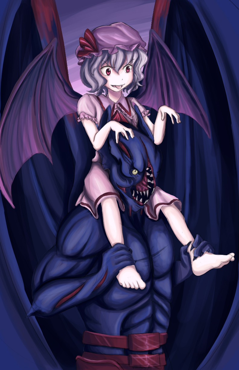 1girl crossover defense_of_the_ancients dota_2 highres nightstalker_(dota) red_eyes remilia_scarlet touhou vampire wings