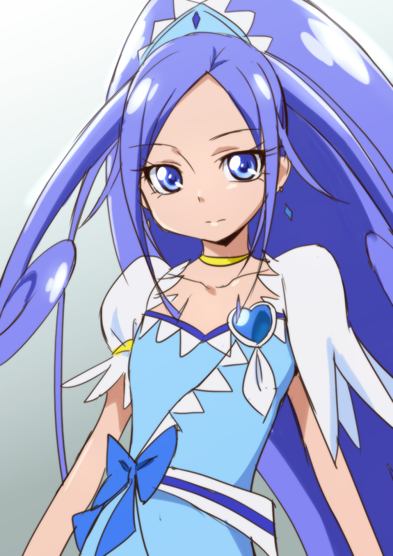 1girl blue_eyes blue_hair choker cure_diamond dokidoki!_precure heart hishikawa_rikka long_hair magical_girl manji_(tenketsu) ponytail precure solo