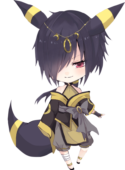 black_hair ears male personification pokemon red_eyes tail umbreon
