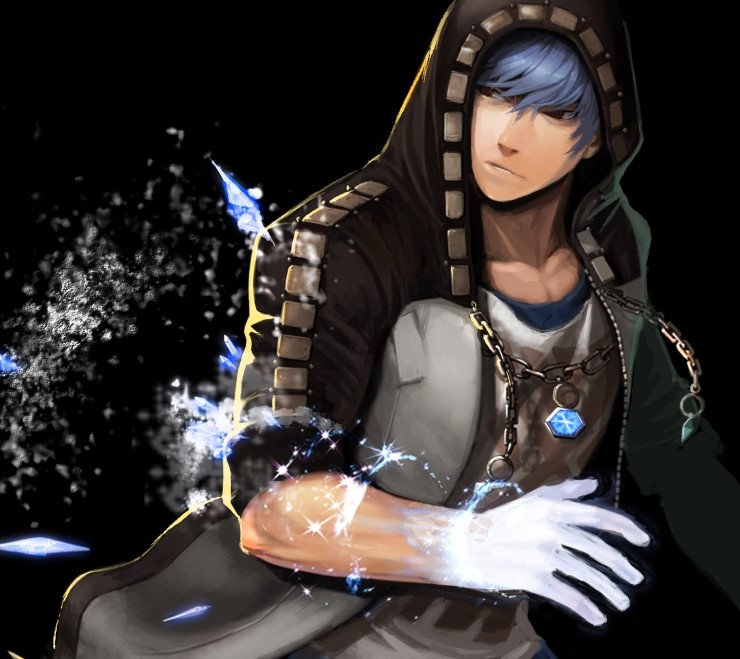 1boy blue_hair cyphers hoodie ice jewelry lewis_(cyphers) necklace pendant solo steward_b