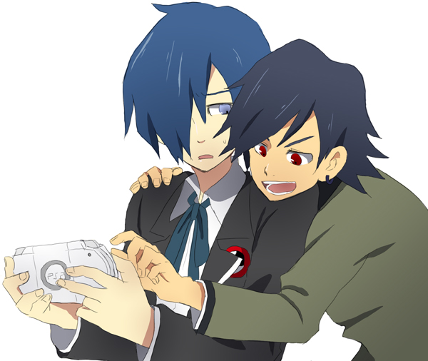 blue_hair hosuke male persona persona_1 persona_3 playstation_portable psp sweat toudou_naoya