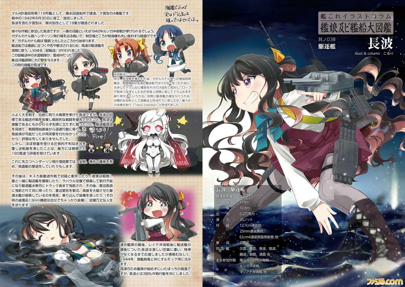 airfield_hime article chibi drum_(container) hair_ribbon haruna_(kantai_collection) kagerou_(kantai_collection) kantai_collection ko_ru_ri kongou_(kantai_collection) kuroshio_(kantai_collection) long_hair multicolored_hair naganami_(kantai_collection) partially_submerged partially_translated ribbon shinkaisei-kan translation_request