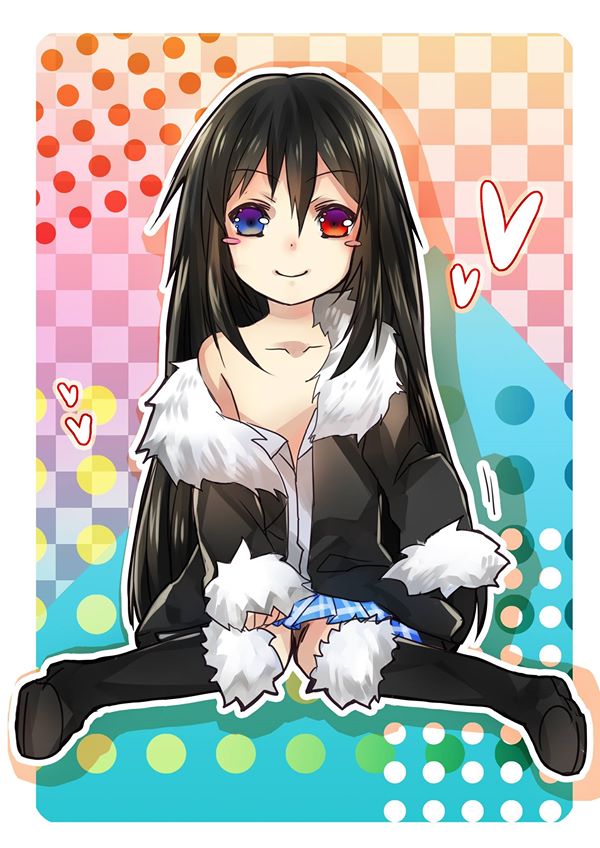 1boy bellezza_felutia black_hair blue_eyes boots felutiahime fur long_hair original red_eyes shirt skirt smile trap