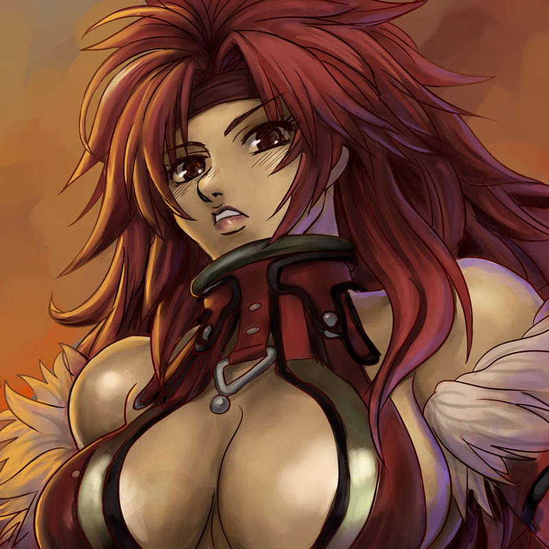 breasts cleavage hamoto headband long_hair queen's_blade queen's_blade red_hair redhead risty solo