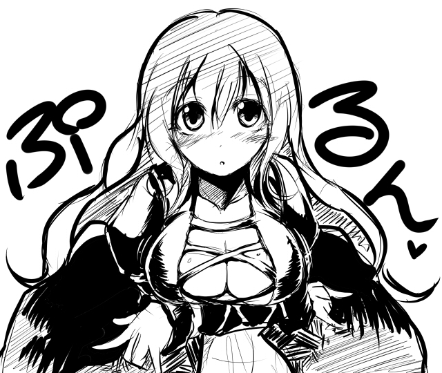 cleavage fechirin hijiri_byakuren large_breasts monochrome solo touhou