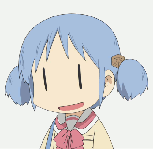 animated animated_gif blue_hair lowres naganohara_mio nichijou open_mouth school_uniform simple_background twintails |_|