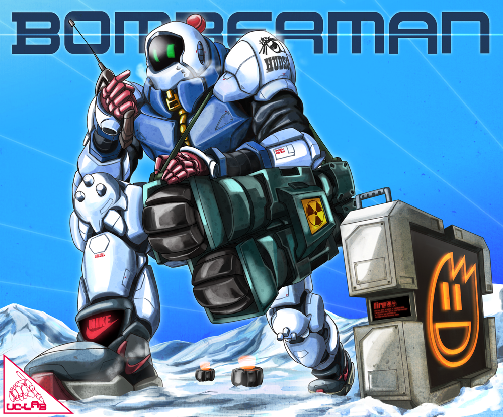 biohazard_symbol bomb bomberman bomberman_(character) hudson nike product_placement robot shoes sneakers solo uc-lab
