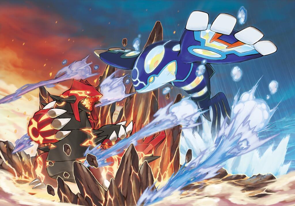 artist_request glowing groudon kyogre no_humans pokemon pokemon_(creature) primal_groudon primal_kyogre water