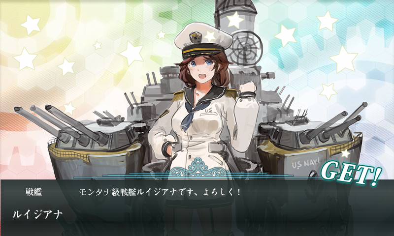 1girl america blue_eyes brown_hair fake_screenshot garter_straps jeanex kantai_collection long_sleeves looking_at_viewer military_cap naval_uniform neckerchief original solo thigh-highs translated us_navy uss_louisiana