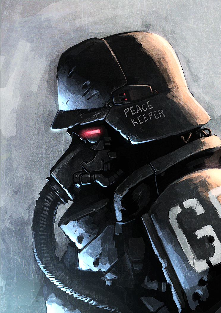 armor bullet_hole gas_mask grey_background helmet hetza_(hellshock) original shoulder_pads