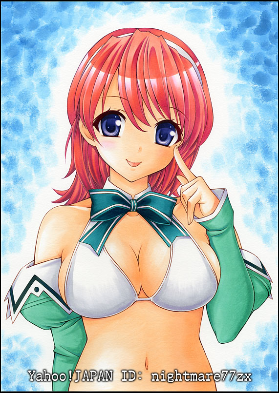 1girl bikini blue_eyes detached_sleeves hairband hasegawa_akemi nightmare77zx pia_carrot_(series) pia_carrot_e_youkoso!!_3 redhead short_hair swimsuit