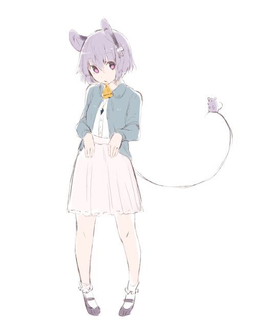 1girl akagashi_hagane alternate_costume animal_ears casual looking_at_viewer mouse mouse_ears mouse_tail nazrin open_clothes open_jacket pink_eyes shirt simple_background skirt solo tail touhou white_background