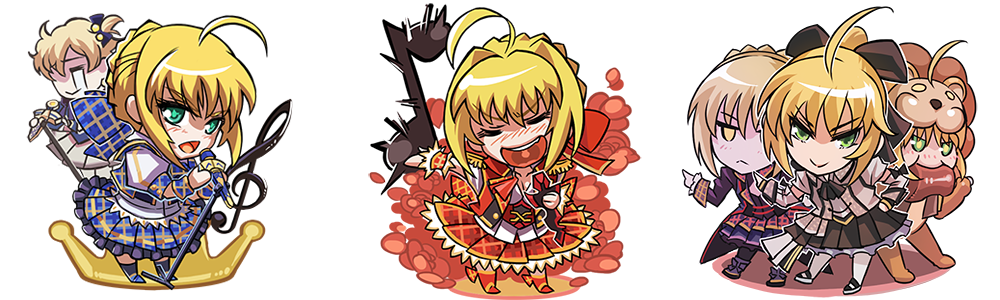 chibi fate/extra fate/stay_night fate/unlimited_codes fate/zero fate_(series) multiple_persona saber saber_(fate/prototype) saber_alter saber_extra saber_lily saber_lion todee
