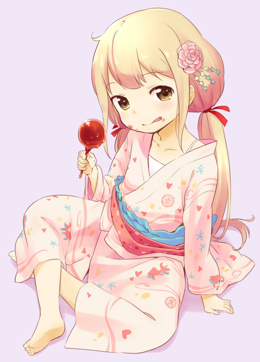 camisole candy_apple futaba_anzu highres japanese_clothes messy nagian off_shoulder sitting