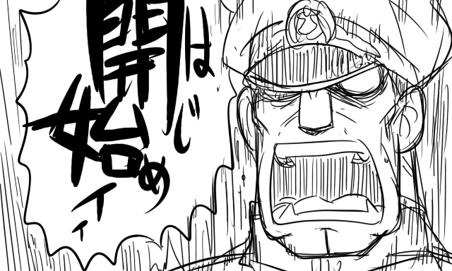 1boy admiral_(kantai_collection) comic hat kantai_collection monochrome naval_uniform open_mouth shouting tonda translation_request uniform