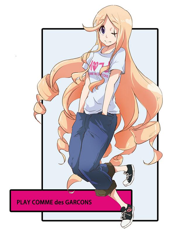 1girl 71 alternate_costume bangs blonde_hair blue_eyes casual drill_hair female flat_chest french fringe hands_in_pockets harime_nui jpeg_artifacts kill_la_kill long_hair one-eyed pants pants_rolled_up parted_bangs payot scar scar_across_eye shoes sneakers solo t-shirt very_long_hair