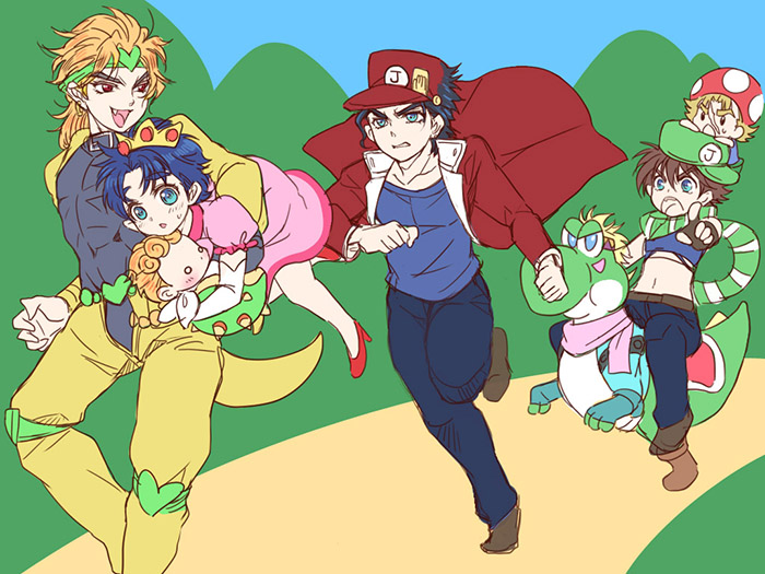 benmaru_image bowser bowser_(cosplay) caesar_anthonio_zeppeli cosplay crossover dio_brando jojo_no_kimyou_na_bouken jonathan_joestar joseph_joestar_(young) kuujou_joutarou luigi luigi_(cosplay) mario mario_(cosplay) super_mario_bros. princess_peach princess_peach_(cosplay) robert_eo_speedwagon super_mario_bros. toad toad_(cosplay) yoshi yoshi_(cosplay)