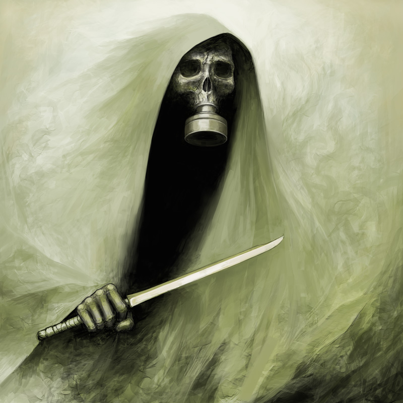 cloak death_(entity) gas_mask hood knife mk_(batu2dragon) original skull sword weapon