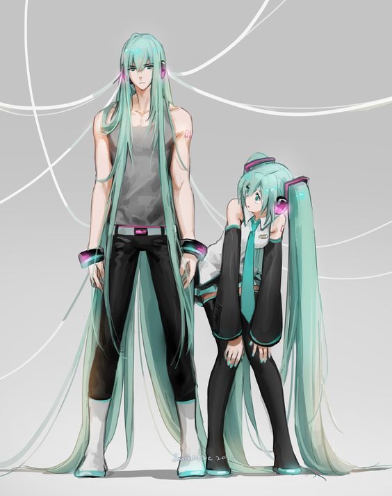 1boy 1girl brother_and_sister female hatsune_miku hatsune_mikuo male vocaloid