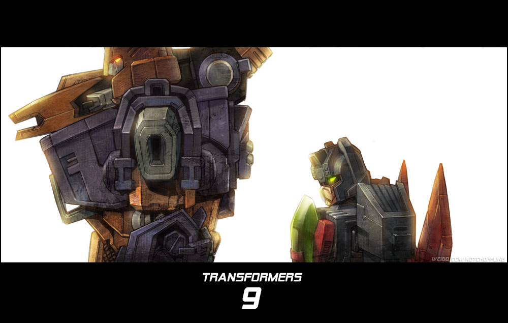2boys autobot decepticon glowing glowing_eyes height_difference impactor letterboxed mecha multiple_boys over_shoulder robot snare transformers weapon weapon_over_shoulder xiling