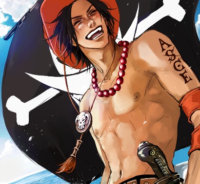 black_hair freckles hat lily_(artist) lowres male one_piece portgas_d_ace shirtless solo tattoo