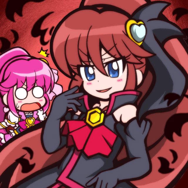 2girls aino_megumi blue_eyes blush cure_lovely cure_unlovely disguise dual_persona elbow_gloves genderswap gloves guardias hair_ornament happinesscharge_precure! heart_hair_ornament long_hair magical_girl multiple_girls o_o open_mouth phantom_(happinesscharge_precure!) pink_hair ponytail precure redhead spoilers unlovely_(happinesscharge_precure!) very_long_hair