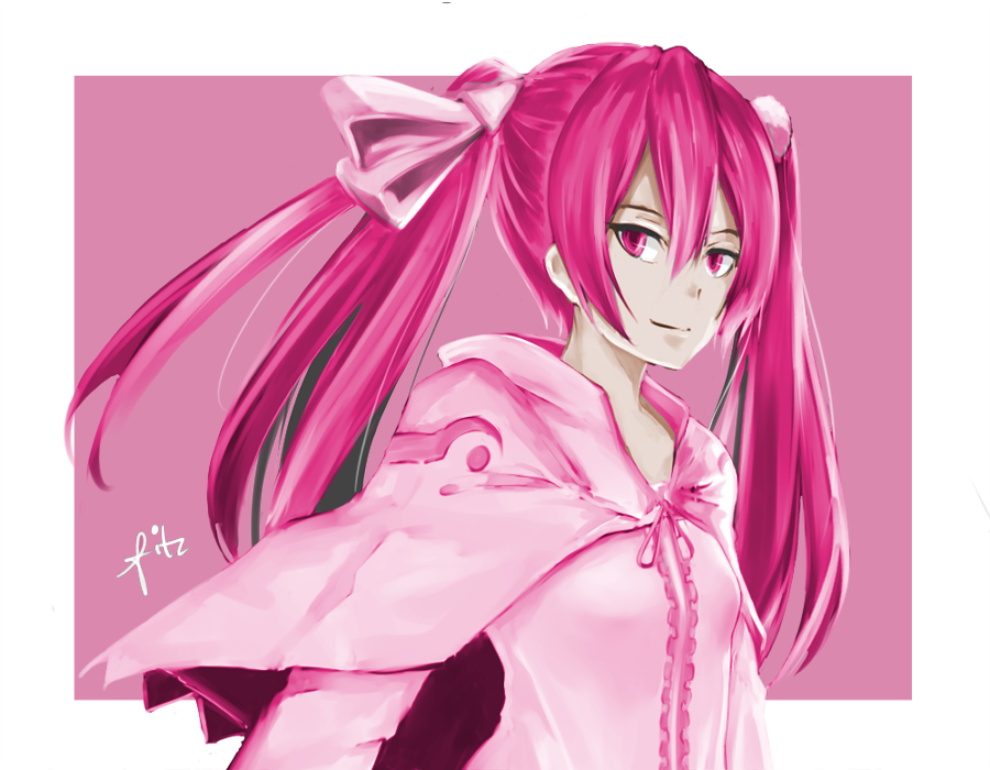1girl akame_ga_kill! capelet fitz_(fita_is_the_smartest) hair_ribbon long_hair mine_(akame_ga_kill!) pink pink_eyes pink_hair ribbon small_breasts smile solo twintails