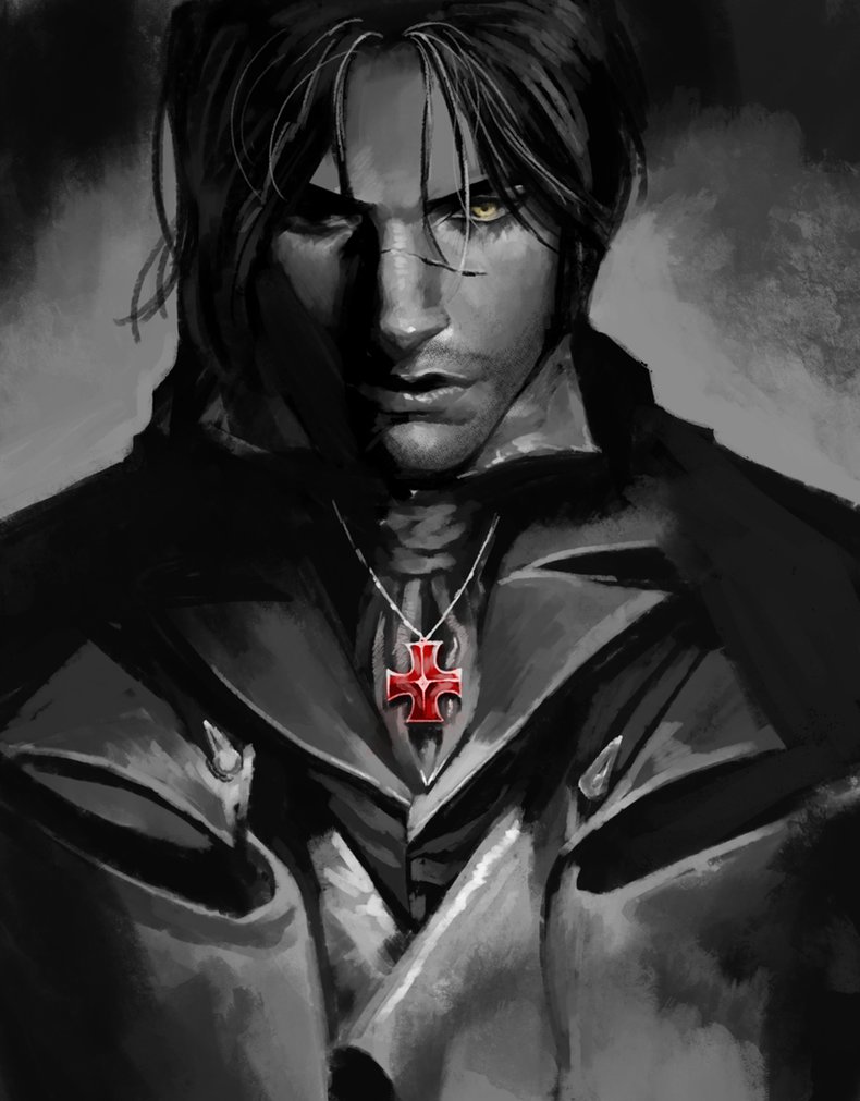 arno_dorian assassin's_creed assassin's_creed:_unity hewdel jewelry long_hair monochrome necklace scar spot_color yellow_eyes