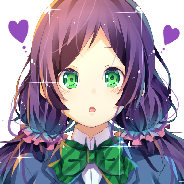 1girl :p blazer bowtie close-up green_eyes hair_ornament long_hair looking_at_viewer love_live!_school_idol_project low_twintails nuira purple_hair school_uniform solo tagme tongue tongue_out toujou_nozomi twintails