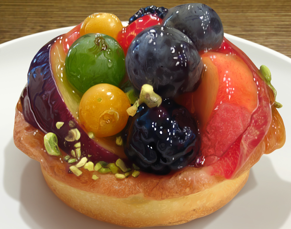 cake food fruit grapes hokkaido_(artist) no_humans original peach photorealistic