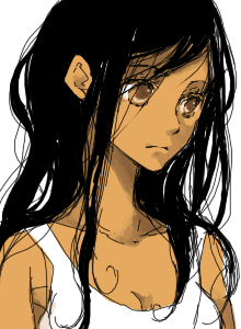 axis_powers_hetalia black_hair brown_eyes dark_skin hair_down lowres namahamuro-su seychelles_(hetalia) solo