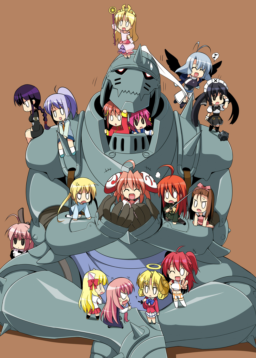 6+girls :o ^_^ ahoge alphonse_elric animal_ears annotated antenna_hair armband armor bleach blonde_hair blue_hair bokusatsu_tenshi_dokuro-chan braid breast_envy brown_hair cat_ears character_request chibi closed_eyes crossed_legs crossover dokkoida duplicate edelweiss_(dokkoida) flying freckles frills fullmetal_alchemist gintama glowing glowing_eyes grey_hair gundam gundam_00 hair_ornament hair_ribbon halo hayate_no_gotoku! headband helmet highres hoihoi-san holding hoppege horns ichigeki_sacchuu!!_hoihoi-san idolmaster indian_style kagura_(gintama) kamyu kneeling kooh kugimiya_rie kurotsuchi_nemu long_hair louise_francoise_le_blanc_de_la_valliere mace magami_megumi maid_headdress mihashigo_sabato military military_uniform mimi_(mnemosyne) minase_iori minigirl mnemosyne multiple_girls musical_note name_characters nena_trinity o_o only_you_recross orange_hair pangya pink_hair pita_ten pointer ponytail red_hair redhead ribbon rizel rizelmine sanzen'in_nagi sanzenin_nagi school_uniform seiyuu_connection seiyuu_joke shakugan_no_shana shana silver_hair sitting skirt staff star sweatdrop tiara twintails uematsu_koboshi uniform utawareru_mono utawarerumono v wand weapon wings wink zero_no_tsukaima