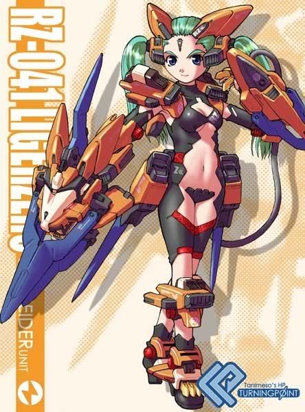 armor green_hair liger_zero mecha_musume sword twintails violet_eyes weapon zoids