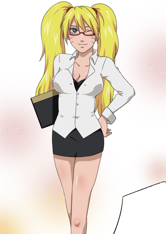 1girl blonde_hair genderswap glasses naruko naruto