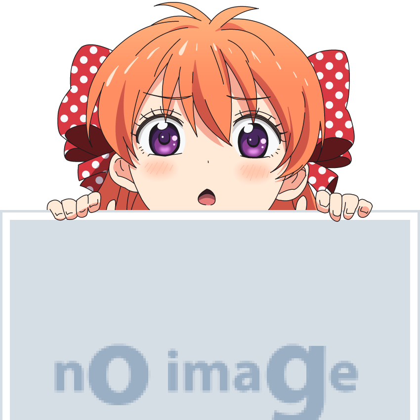 1girl blush bow chestnut_mouth gekkan_shoujo_nozaki-kun hair_bow long_hair mugen_ouka no_image orange_hair peeking_out pixiv polka_dot polka_dot_bow sakura_chiyo solo violet_eyes