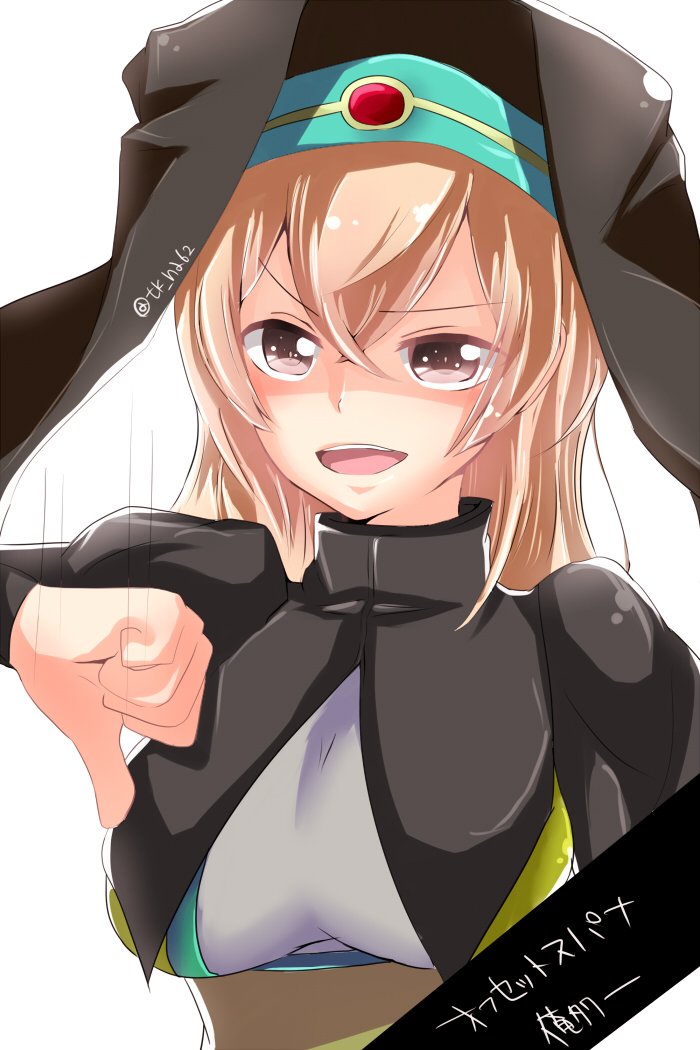 artist_request blonde_hair brown_eyes character_name headwear offset_spanner_(ole_tower) ole_tower twitter_username