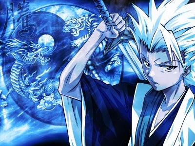 bleach blue_eyes dragons hitsugaya_toushirou hyourinmaru ice shinigami white_hair zanpakutō