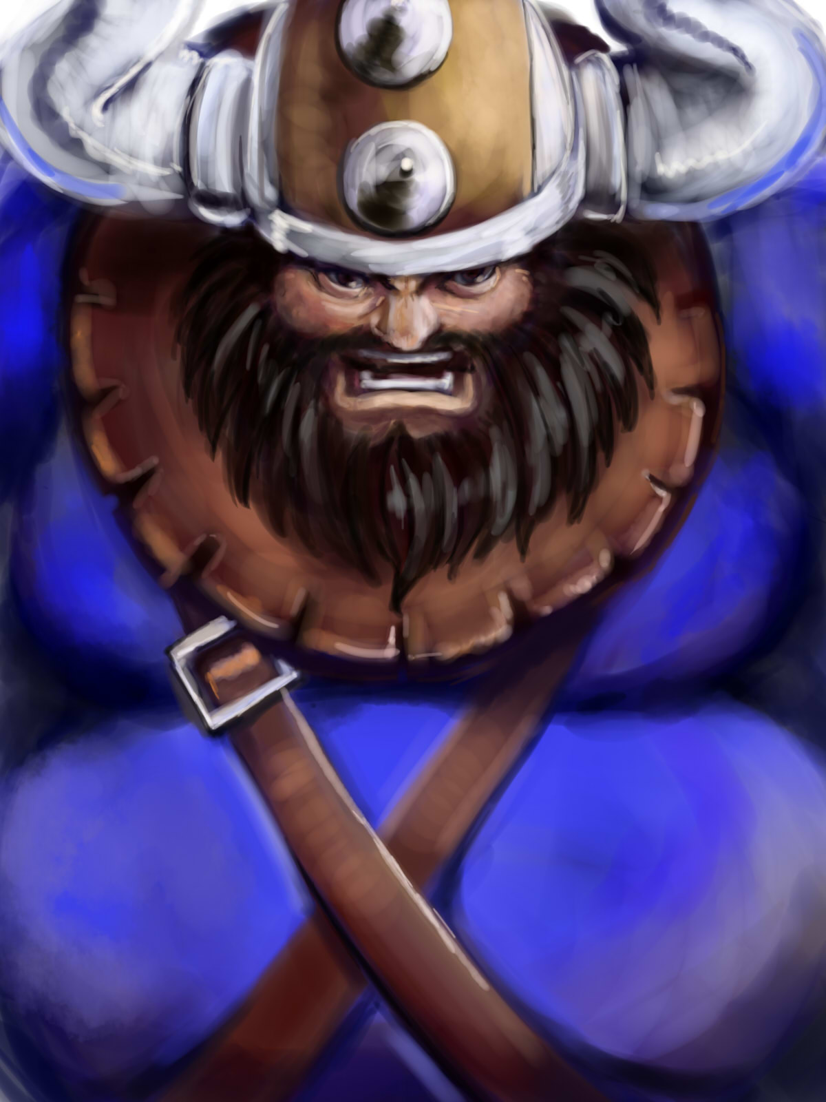 beard black_hair erick facial_hair helmet highres horned_helmet manly solo viking world_heroes yatai_no_thito