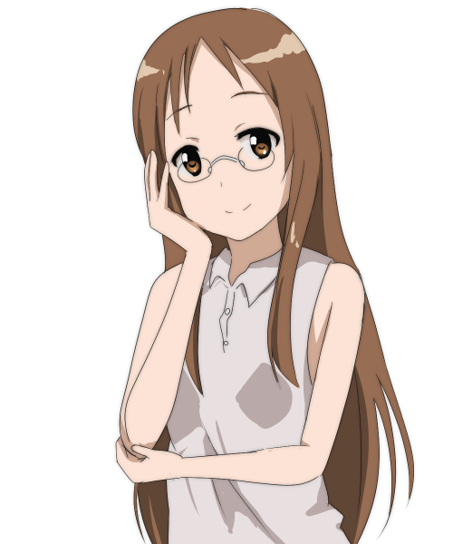 1girl brown_eyes brown_hair glasses k-on! long_hair shizupu smile yamanaka_sawako