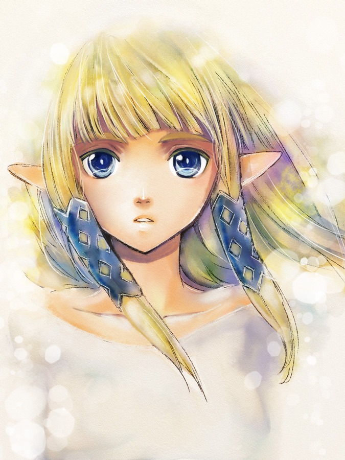 1girl bangs blonde_hair blue_eyes doraeshi face hair_ribbon long_hair payot pointy_ears princess_zelda ribbon skyward_sword solo the_legend_of_zelda