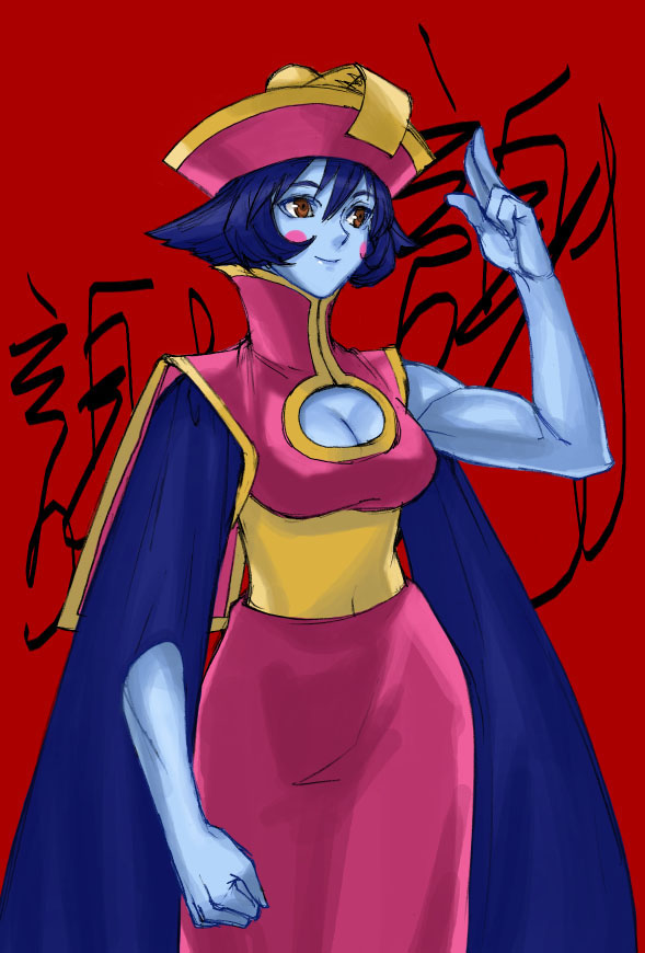 1girl breasts capcom cleavage cleavage_cutout darkstalkers hsien-ko kimuchi lei_lei solo vampire_(game)