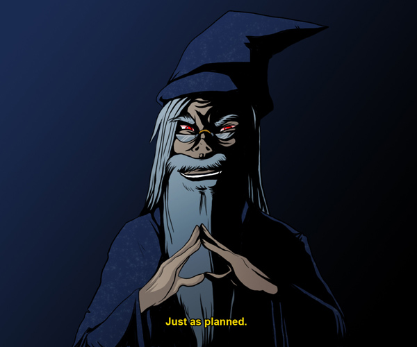 albus_dumbledore death_note evil_smile fake_screenshot fingers_together glasses grey_hair harry_potter hat just_as_planned long_beard long_hair red_eyes smile wizard wizard_hat