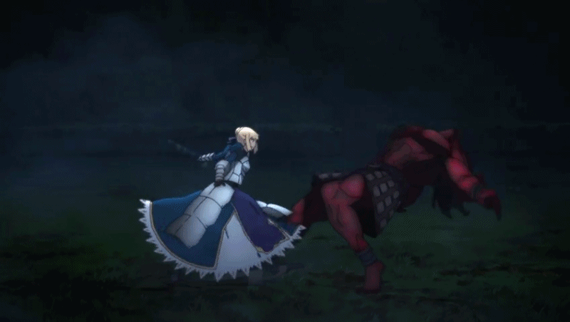 animated armor berserker fate/stay_night fate_(series) fighting invisible_object kicking muscle saber